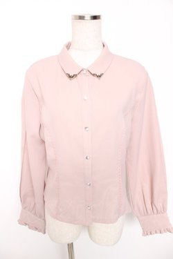 画像1: axes femme / ジャカードリボン付ブラウス F ピンク Y-26-01-16-058-AX-BL-SZ-ZY