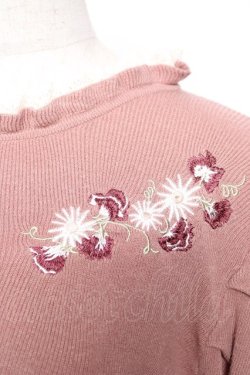 画像3: axes femme / スイートピー刺繍ニット M ピンク Y-26-01-16-060-AX-BL-SZ-ZY
