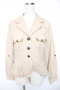 画像1: axes femme / ビジュー装飾ジャケット M ベージュ Y-26-01-16-063-AX-JA-SZ-ZY