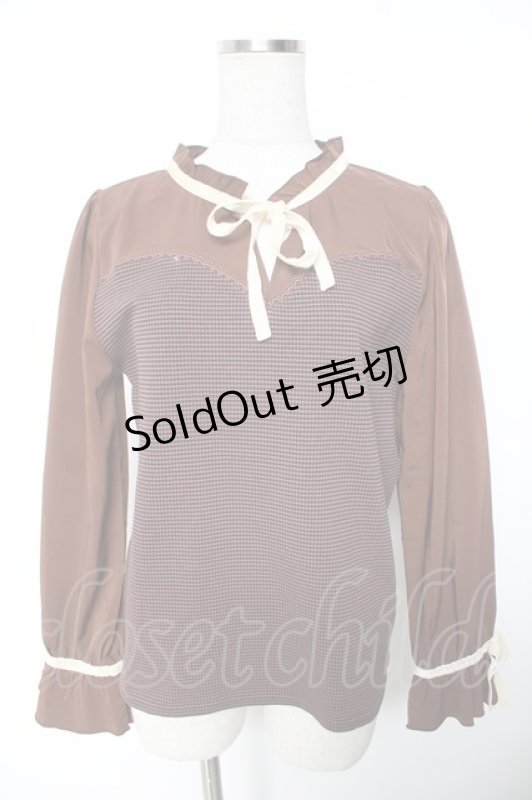 画像1: axes femme / 千鳥柄ビスチェ切替トップス  ブラウン Y-26-01-16-069-AX-TO-SZ-ZS (1)