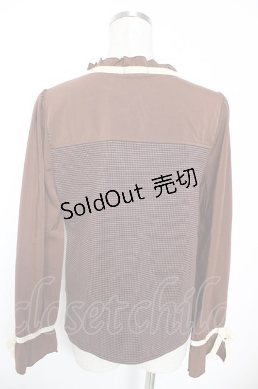 画像2: axes femme / 千鳥柄ビスチェ切替トップス  ブラウン Y-26-01-16-069-AX-TO-SZ-ZS (2)