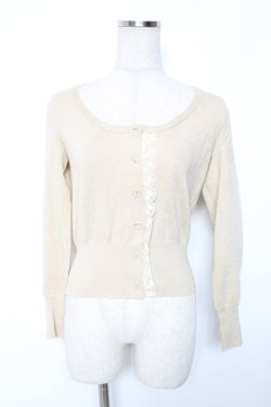 画像1: Emily Temple cute / フロントレースラメニットカーディガン  ゴールド Y-26-01-16-070-ET-TO-SZ-ZY