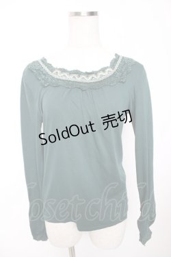 画像1: axes femme / 胸元ラメレース使いインナープルオーバー M グリーン Y-26-01-16-071-AX-TO-SZ-ZY