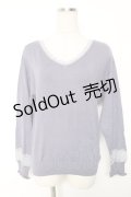 axes femme / レース切り替えスリーブニット M ラベンダー Y-26-01-16-074-AX-TO-SZ-ZY