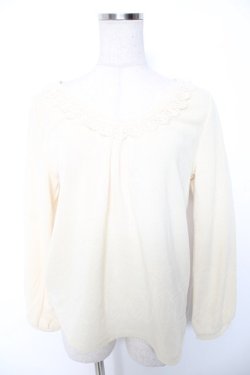 画像1: axes femme / 後ろレースニットトップス M 生成り Y-26-01-16-080-AX-TO-SZ-ZY