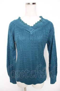 画像1: axes femme / Ｖネックニットプルオーバー M グリーン Y-26-01-16-083-AX-TO-SZ-ZY