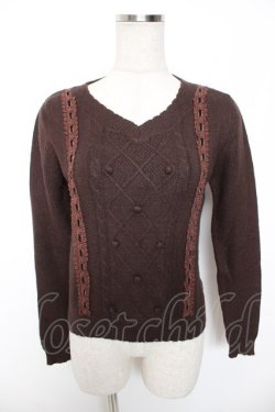 画像1: axes femme / はしごリボンニット M 茶 Y-26-01-16-085-AX-TO-SZ-ZY
