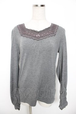画像1: axes femme / レース使いインナープルオーバー M グレー Y-26-01-16-086-AX-TO-SZ-ZY