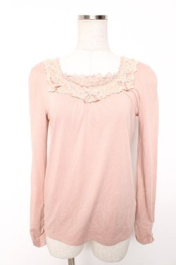 画像1: axes femme / リボンデザインインナープルオーバー M 淡ピンク Y-26-01-16-089-AX-TO-SZ-ZY