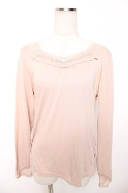 画像1: axes femme / ストーン付きインナーカットソー M 淡ピンク Y-26-01-16-093-AX-TO-SZ-ZY