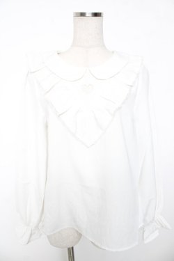 画像1: Ank Rouge / ヨークフリルハートくりぬきブラウス M 白 Y-26-01-16-099-CA-BL-SZ-ZY