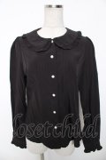 Ank Rouge / パールボタンフリルブラウス M 黒 Y-26-01-16-101-CA-BL-SZ-ZY