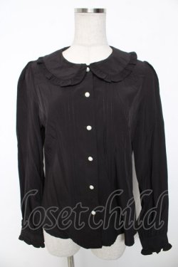 画像1: Ank Rouge / パールボタンフリルブラウス M 黒 Y-26-01-16-101-CA-BL-SZ-ZY