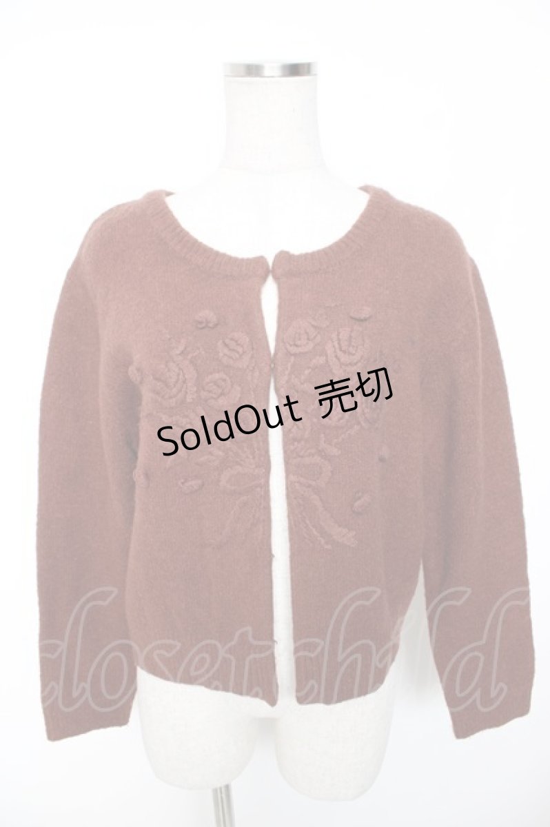 画像1: an another angelus / ブーケ刺繍ニットカーディガン F ブラウン Y-26-01-16-108-CA-TO-SZ-ZT624 (1)