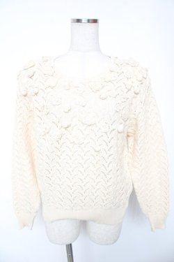 画像1: INGEBORG / カメリアモチーフ付きニット  生成り Y-26-01-16-113-LO-TO-SZ-ZY