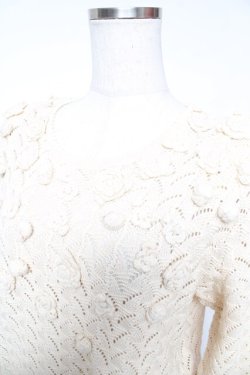 画像3: INGEBORG / カメリアモチーフ付きニット  生成り Y-26-01-16-113-LO-TO-SZ-ZY