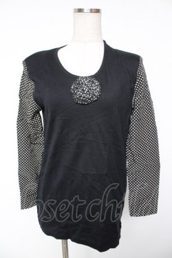 画像1: INGEBORG / 柄切替カメリアモチーフトップス  黒 Y-26-01-16-115-LO-TO-SZ-ZY