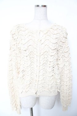 画像1: INGEBORG / スカラップフリル編み透かしカーディガン  生成り Y-26-01-16-118-LO-TO-SZ-ZY