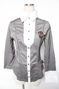 画像1: Ozz Croce / エンブレムワッペンブラウス  グレー Y-26-01-16-126-OO-TO-SZ-ZY