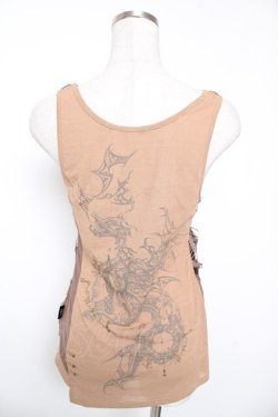 画像2: Ozz Croce / プリント入り異素材切替ノースリーブトップス  ブラウン Y-26-01-16-129-OO-TO-SZ-ZY