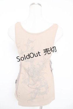 画像2: Ozz Croce / プリント入り異素材切替ノースリーブトップス  ブラウン Y-26-01-16-129-OO-TO-SZ-ZS