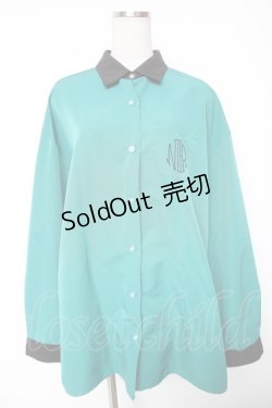 画像1: NieR Clothing / 配色BIGシャツ  グリーン Y-26-01-16-132-PU-BL-SZ-ZY