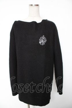 画像1: NieR Clothing / 刺繍ロングニット L 黒 Y-26-01-16-133-PU-TO-SZ-ZY