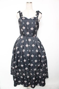 画像1: axes femme / ブーケ柄ドットワンピース F 黒 Y-26-01-16-139-AX-OP-SZ-ZY