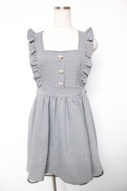 画像1: Ank Rouge / フラワーパールボタンジャンパースカート M 黒 Y-26-01-16-141-CA-OP-SZ-ZY