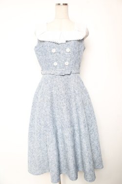 画像1: an another angelus / サマーツイードスクエアカラーワンピース F ブルー Y-26-01-16-147-CA-OP-SZ-ZY