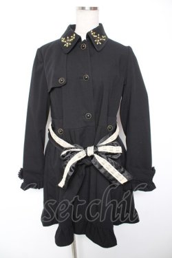 画像1: axes femme / ビジュー襟トレンチコート M 黒 Y-26-01-16-152-AX-CO-SZ-ZY