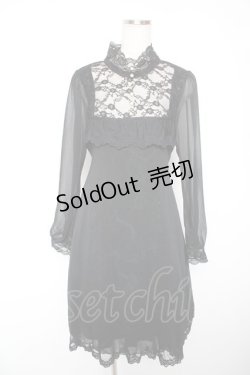 画像1: FRILL / シフォン重ねプリントワンピース  黒 Y-26-01-16-155-HN-OP-SZ-ZY