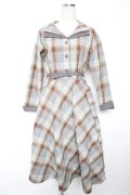 an another angelus / ダブルオープンカラーチェックワンピース F サックス Y-26-01-16-159-CA-OP-SZ-ZY