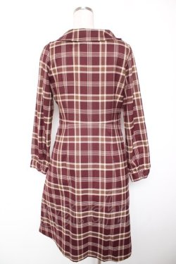 画像2: Fi.n.t / ブランケットチェックスカーフタイワンピース F ワイン Y-26-01-16-160-CA-OP-SZ-ZY