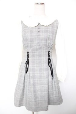 画像1: Ank Rouge / ウエストスピンドルチェックワンピース M グレー Y-26-01-16-161-CA-OP-SZ-ZY