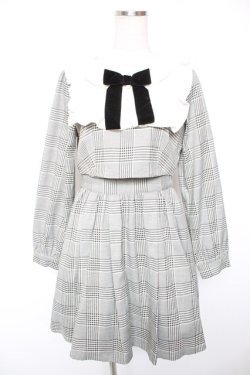 画像1: Ank Rouge / チェック柄ヨークフリルSET/UPワンピース M グレー Y-26-01-16-163-CA-OP-SZ-ZY