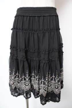 画像1: axes femme / 裾フロッキースカート M 黒 Y-26-01-16-198-AX-BL-SZ-ZY