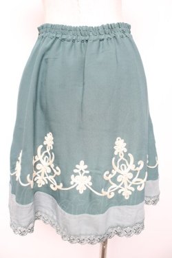 画像2: axes femme / バイカラーコード刺繍スカート M ミント Y-26-01-16-203-AX-SK-SZ-ZY