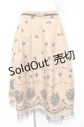 axes femme / ブーケ柄フロッキースカート M キャメル Y-26-01-16-205-AX-SK-SZ-ZS