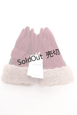 画像2: axes femme / ファー×リボン手袋  ワイン Y-26-01-16-004-AX-ZA-SZ-ZY