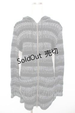 画像1: BPN FOR MEN / ボーダーニットZIPパーカー M 黒 Y-26-01-18-042-GO-TO-SZ-ZY