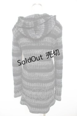 画像2: BPN FOR MEN / ボーダーニットZIPパーカー M 黒 Y-26-01-18-042-GO-TO-SZ-ZY