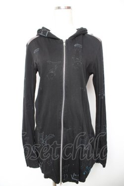 画像1: Sixh / ねこじろうptロングパーカー  黒 Y-26-01-18-044-HN-TO-SZ-ZY