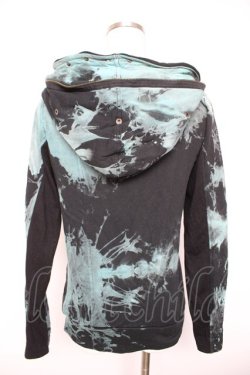 画像2: Sixh / ムラ染グラフィックパーカー  黒×グリーン Y-26-01-18-045-HN-TO-SZ-ZY