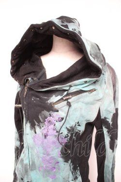 画像3: Sixh / ムラ染グラフィックパーカー  黒×グリーン Y-26-01-18-045-HN-TO-SZ-ZY