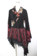 Qutie Frash / 蜘蛛の巣レース着物袖ワンピース  黒×赤 Y-26-01-18-047-QU-OP-SZ-ZY
