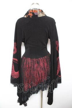 画像2: Qutie Frash / 蜘蛛の巣レース着物袖ワンピース  黒×赤 Y-26-01-18-047-QU-OP-SZ-ZY