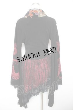 画像2: Qutie Frash / 蜘蛛の巣レース着物袖ワンピース  黒×赤 Y-26-01-18-047-QU-OP-SZ-ZY