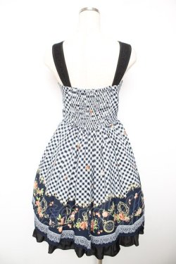 画像2: axes femme / ギンガム×花柄ワンピース M 紺 Y-26-01-18-055-AX-OP-SZ-ZY