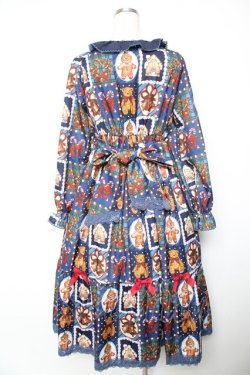 画像2: Chalmiere / クリスマス柄ワンピース  ネイビー Y-26-01-18-058-LO-OP-SZ-ZY